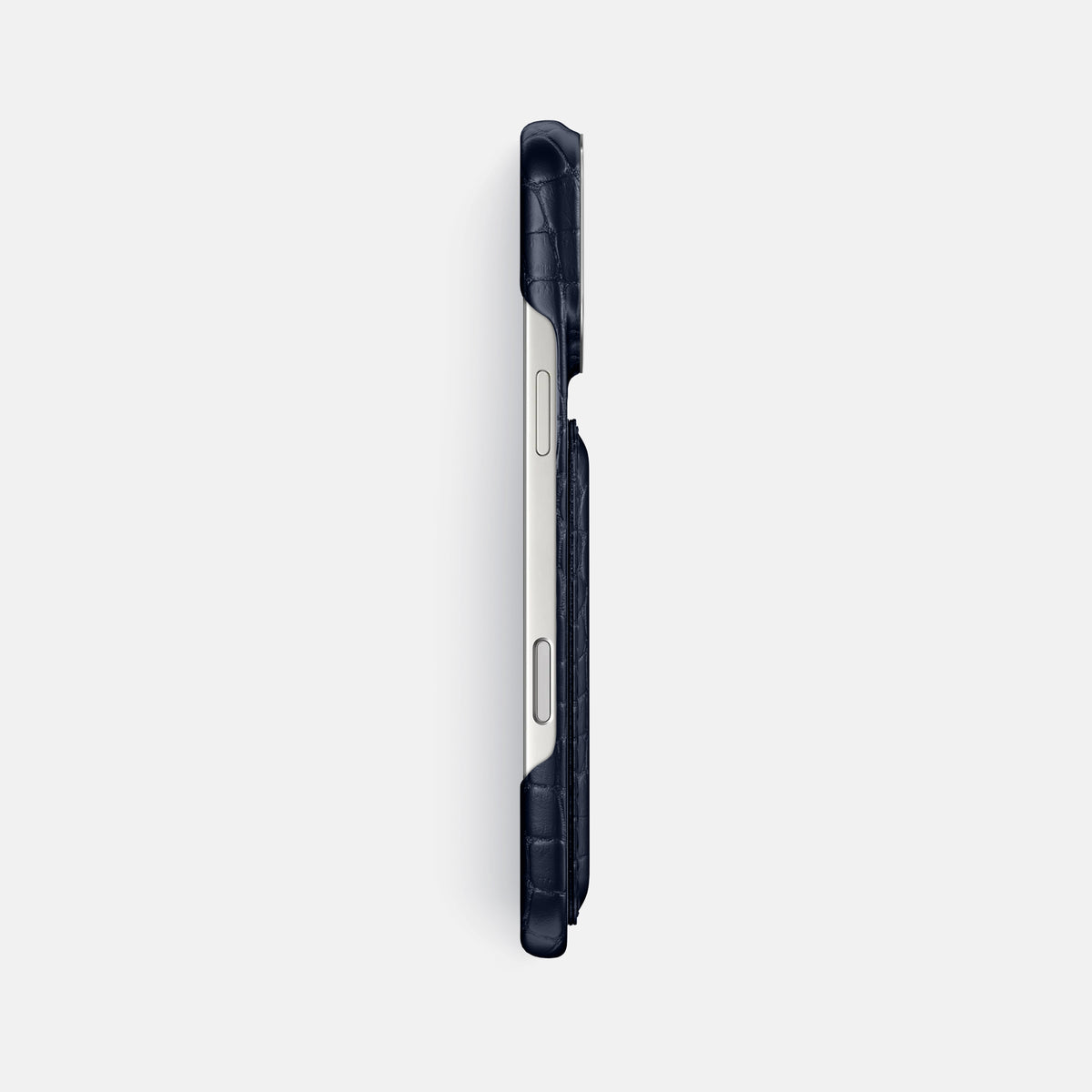Double Card Case For iPhone 17 Pro Max In Alligator -3 | Navy-Blue-Steel
