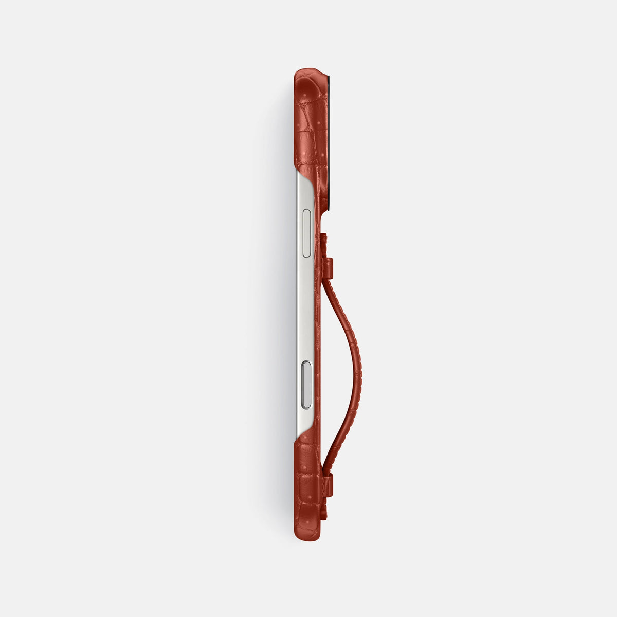 Center Handle For iPhone 18 Pro Max In Porosus Crocodile -2 | Mahogany-Brown-Black