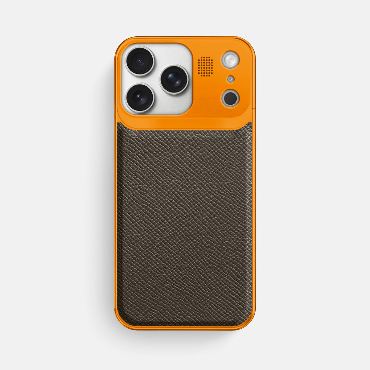 Metal Case For iPhone 17 Pro Max In Epsom-Style Calf -1 | Taupe-Orange
