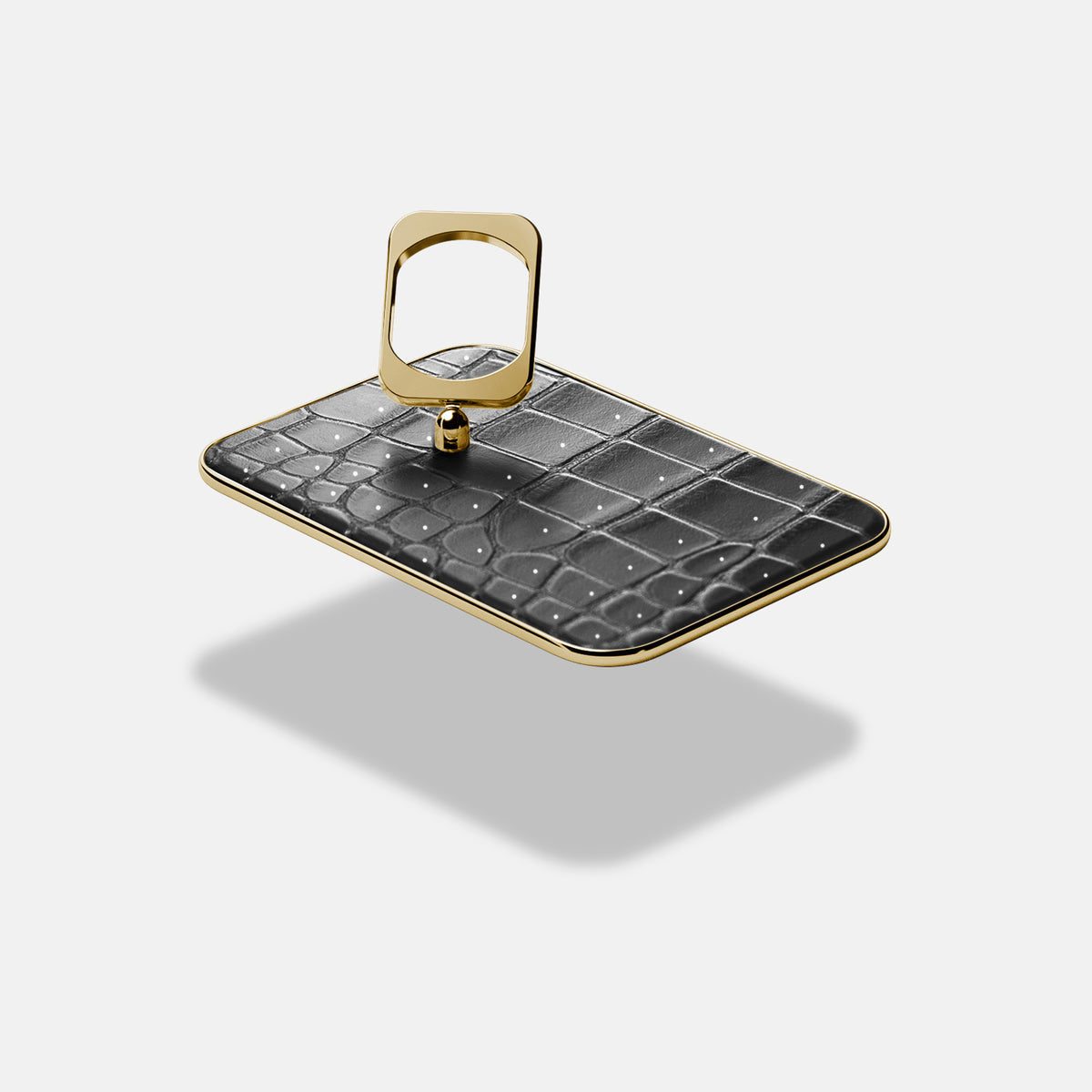MagSafe Ring For iPhone 17 Pro Max In Porosus Crocodile -4 | Shiny-Black-Gold