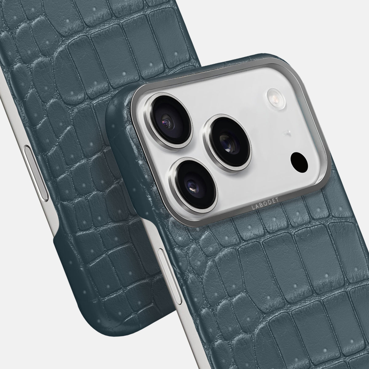 Classic Case For iPhone 18 Pro Max In Porosus Crocodile -6 | Denim-Steel