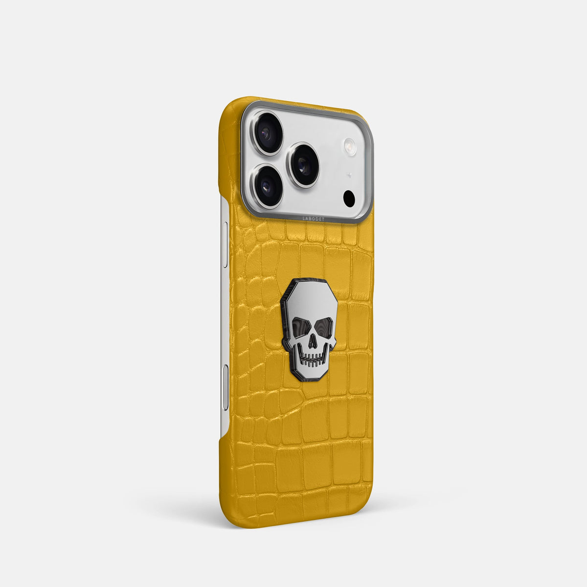 Classic Case With Titanium Skull For iPhone 18 Pro In Alligator -2 | Yellow-Steel