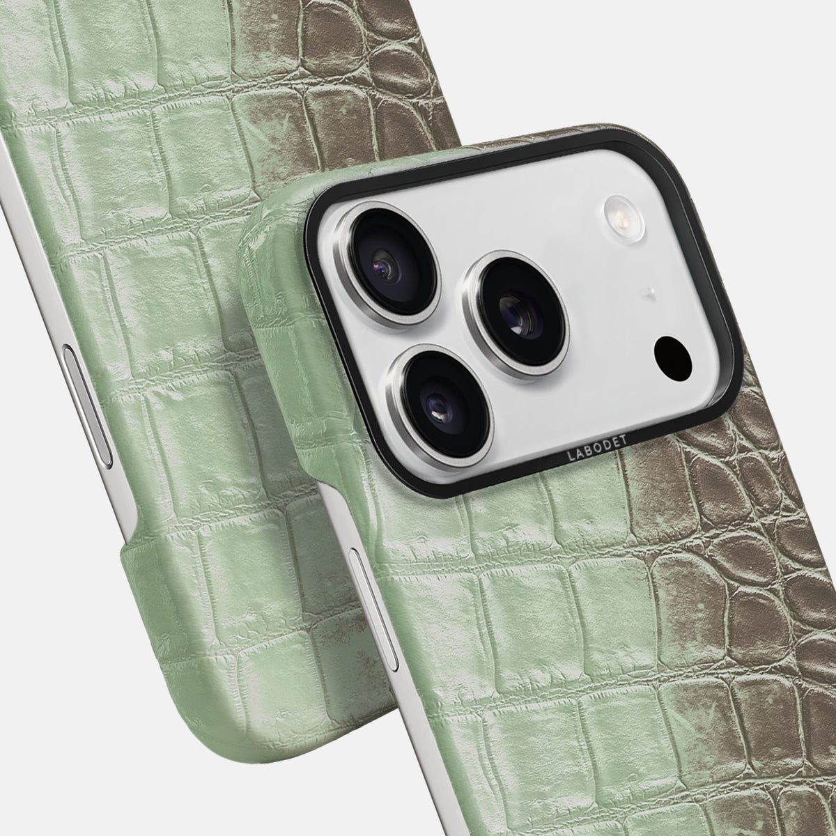 Classic Case For iPhone 18 Pro Max In Himalayan Crocodile -5 | Pistachio-Black