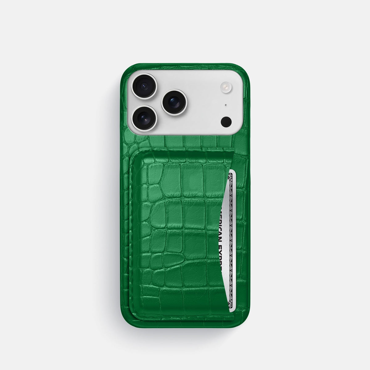 Slim Card Case For iPhone 18 Pro In Alligator -1 | Forest-Green