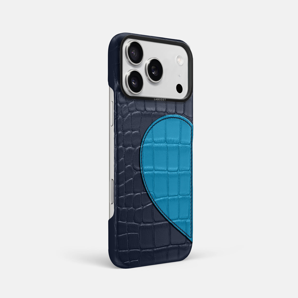 Classic Case With Half Heart - Left For iPhone 17 Pro Max In Alligator -2 | Navy-Blue-Black