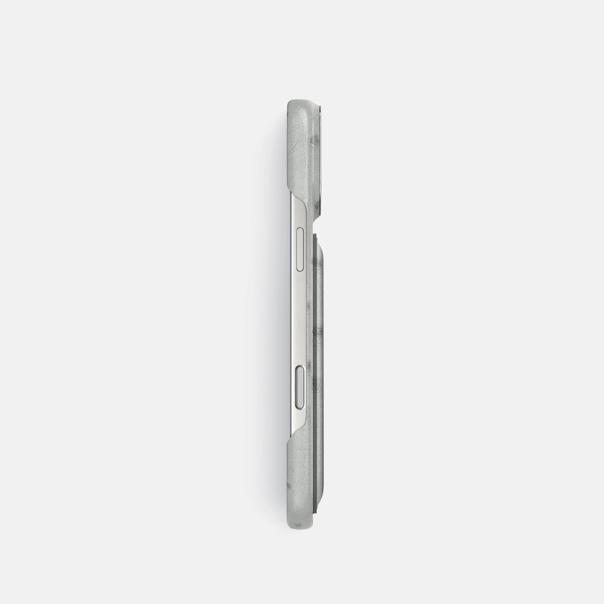 Double Card Case For iPhone 17 Pro In Ostrich -3 | White-Steel