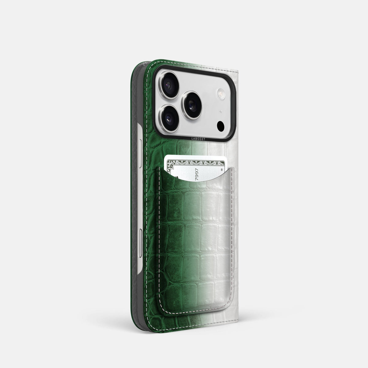 Folio Case with Card For iPhone 18 Pro In Himalayan Crocodile -1 | Green-Black