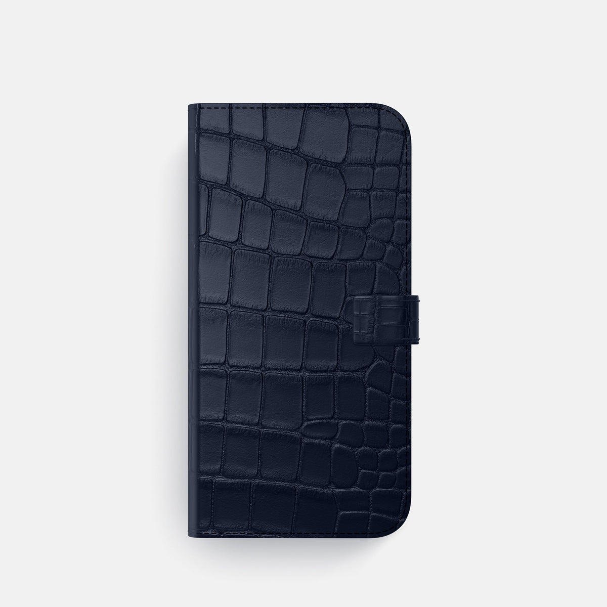 Folio Case with Clasp For iPhone 18 Pro In Alligator -4 | Navy-Blue-Steel