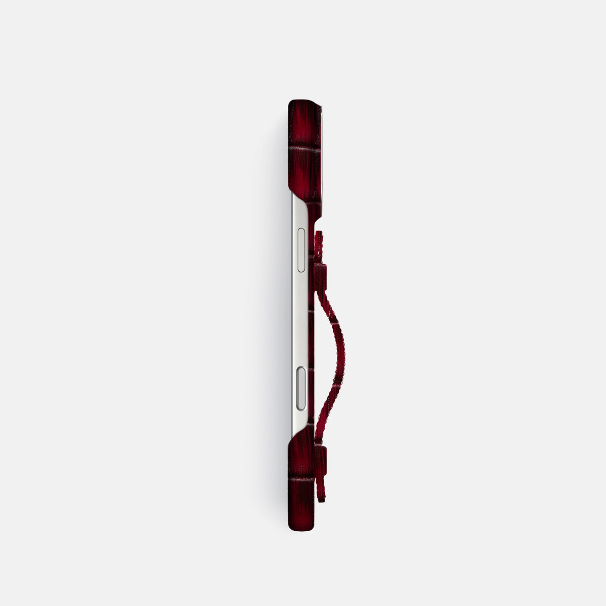 Center Handle For iPhone 17 Pro In Patina Alligator -2 | Havana-Burgundy-Steel