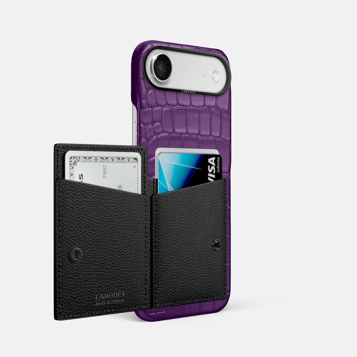 Bi-Fold Case For iPhone 17 Air In Alligator -2 | Purple-Black