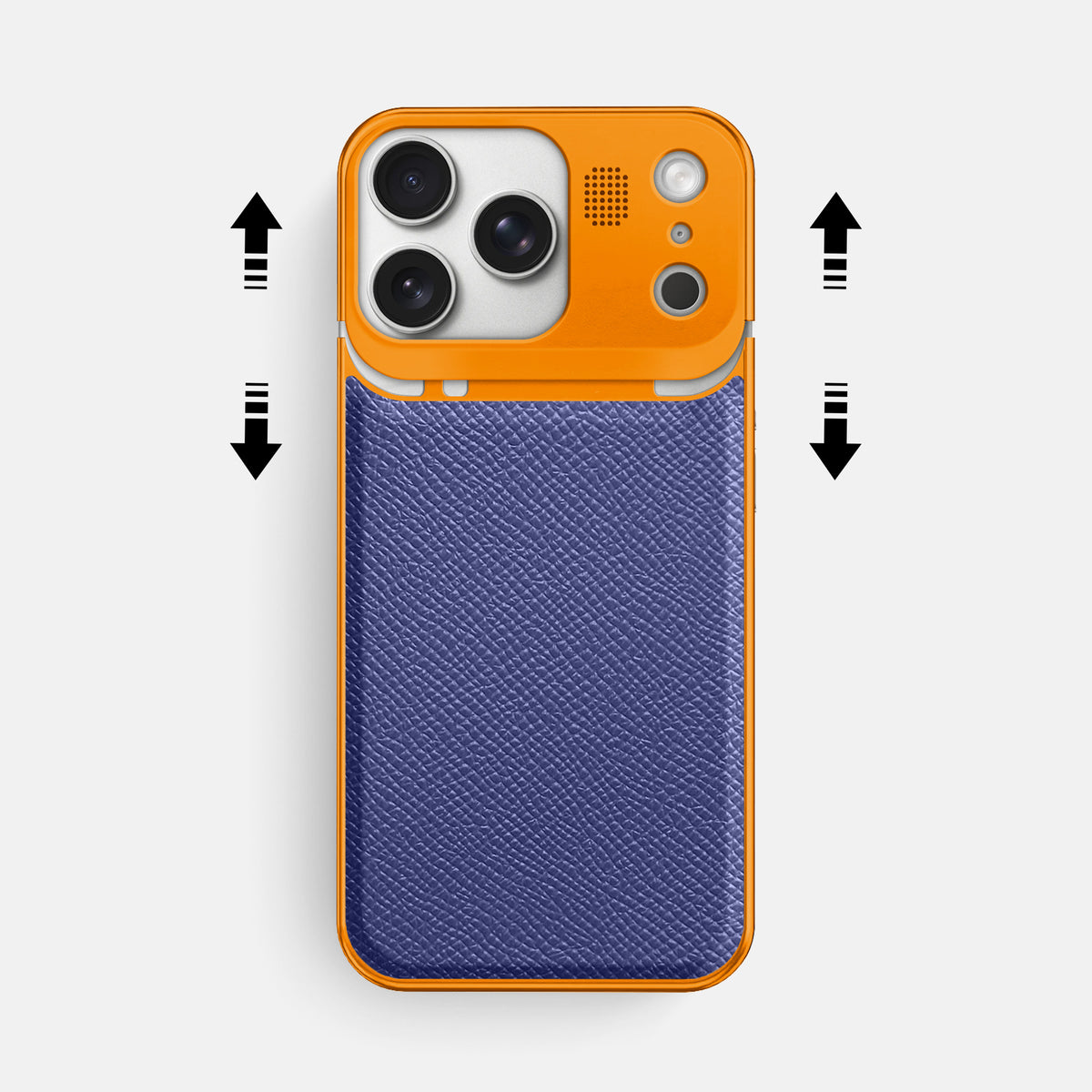 Metal Case For iPhone 17 Pro Max In Epsom-Style Calf -2 | Purple-Orange