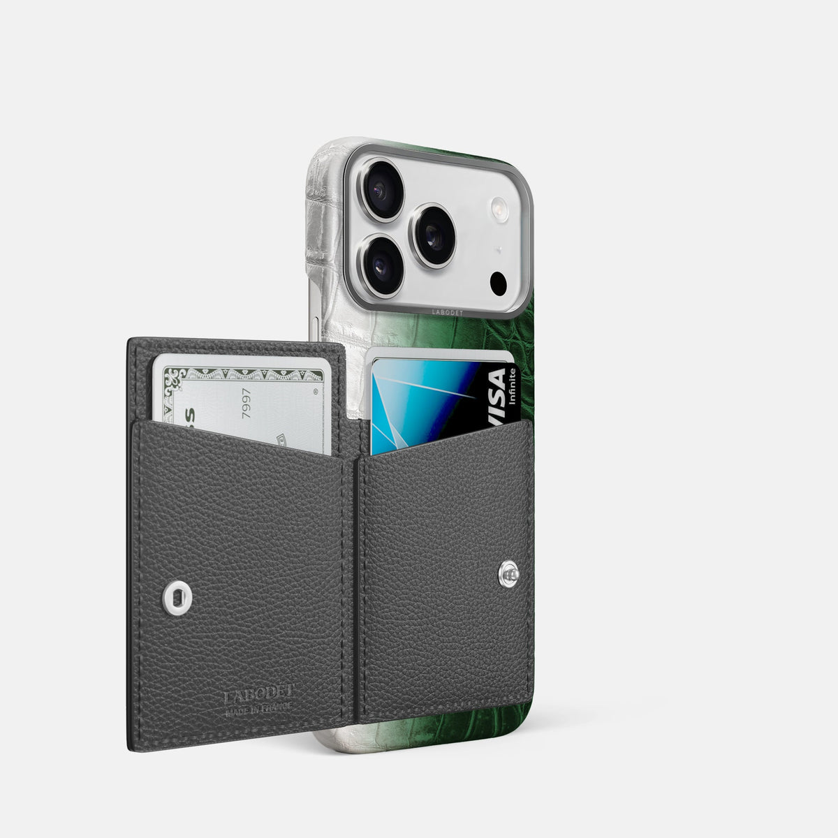Bi-Fold Case For iPhone 18 Pro In Himalayan Crocodile -2 | Green-Steel
