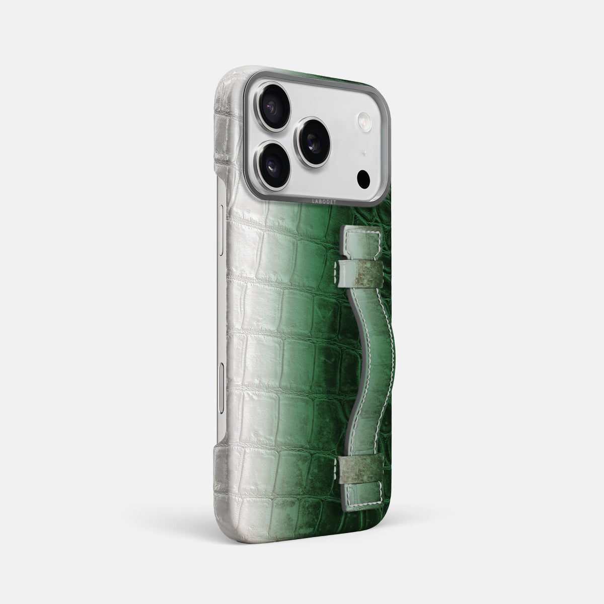 Handle Case For iPhone 18 Pro Max In Himalayan Crocodile -2 | Green-Steel