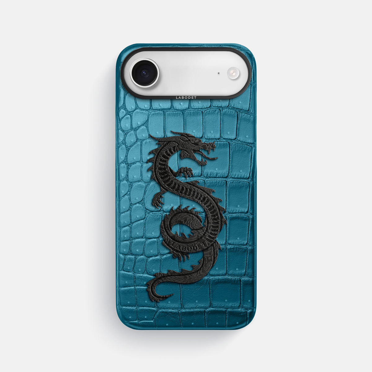 Classic Case With Carbon Dragon For iPhone 17 Air In Porosus Crocodile -1 | Turquoise-Black