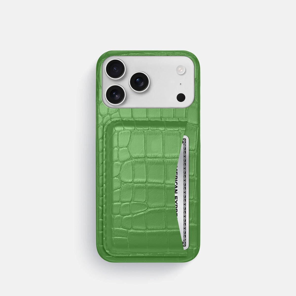 Slim Card Case For iPhone 18 Pro In Alligator -1 | Apple-Green