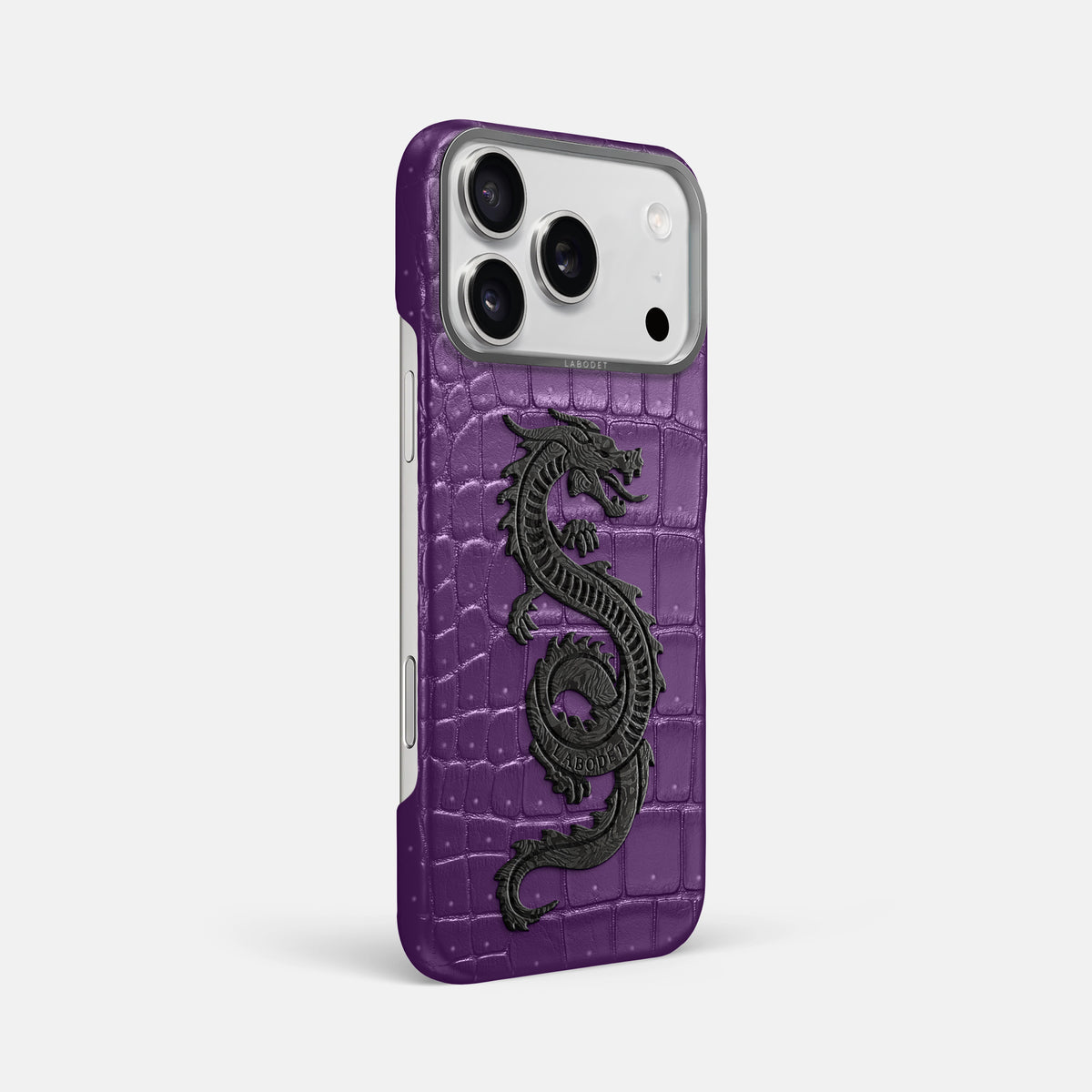 Classic Case With Carbon Dragon For iPhone 17 Pro Max In Porosus Crocodile -2 | Purple-Steel