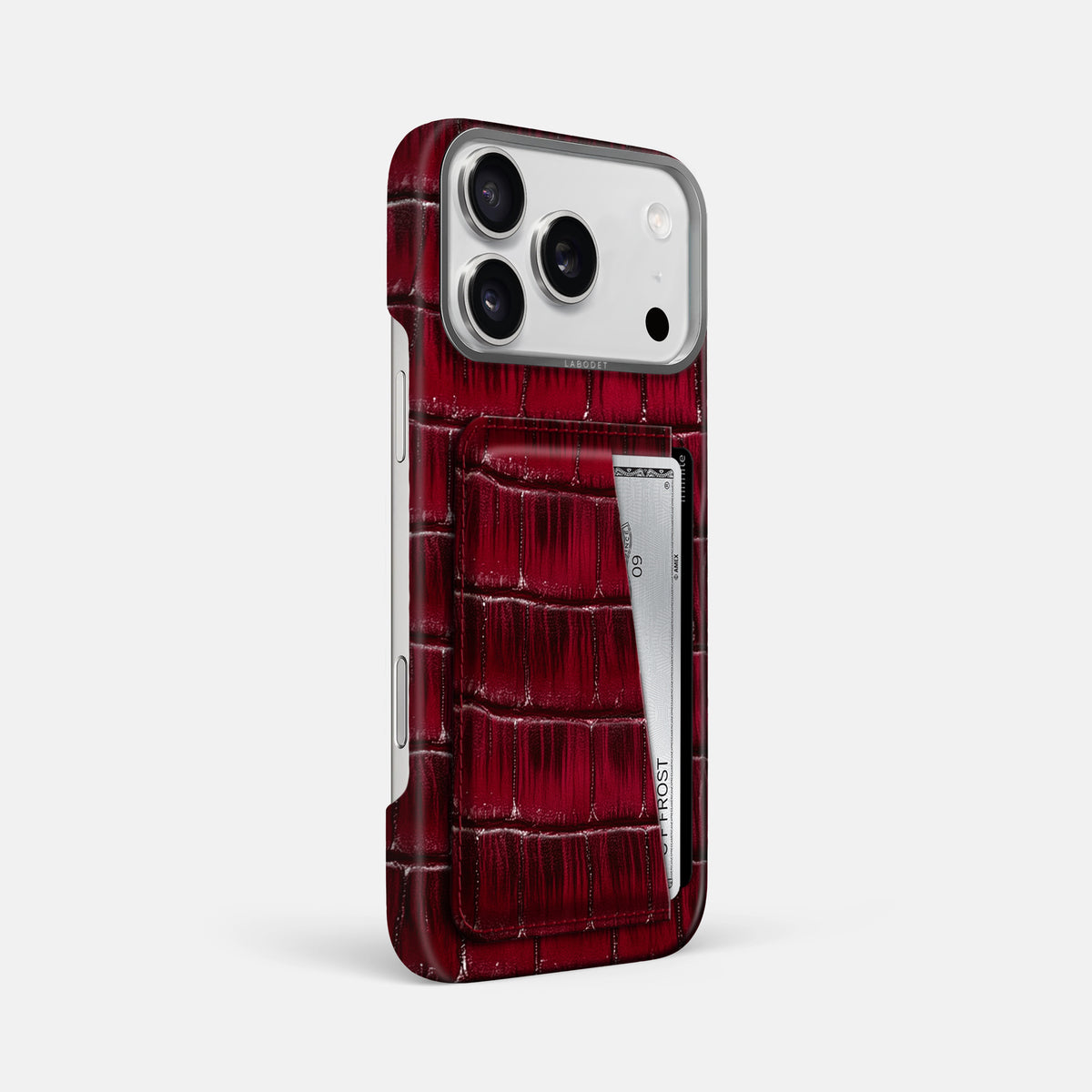 Double Card Case For iPhone 17 Pro Max In Patina Alligator -2 | Havana-Burgundy-Steel