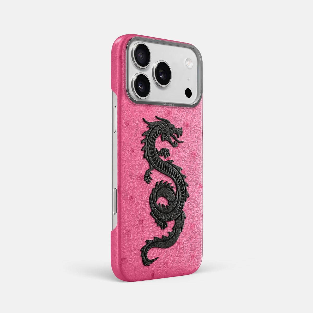 Classic Case With Carbon Dragon For iPhone 18 Pro Max In Ostrich -2 | Pink-Steel