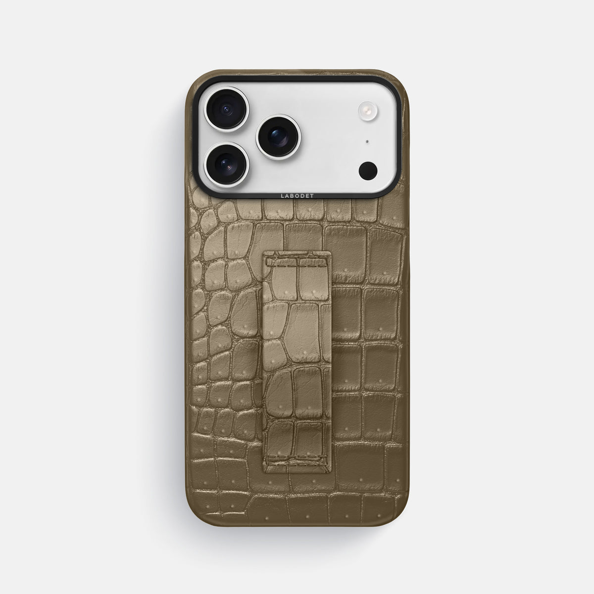 Finger Case For iPhone 17 Pro Max In Porosus Crocodile -1 | Kaki-Green-Black