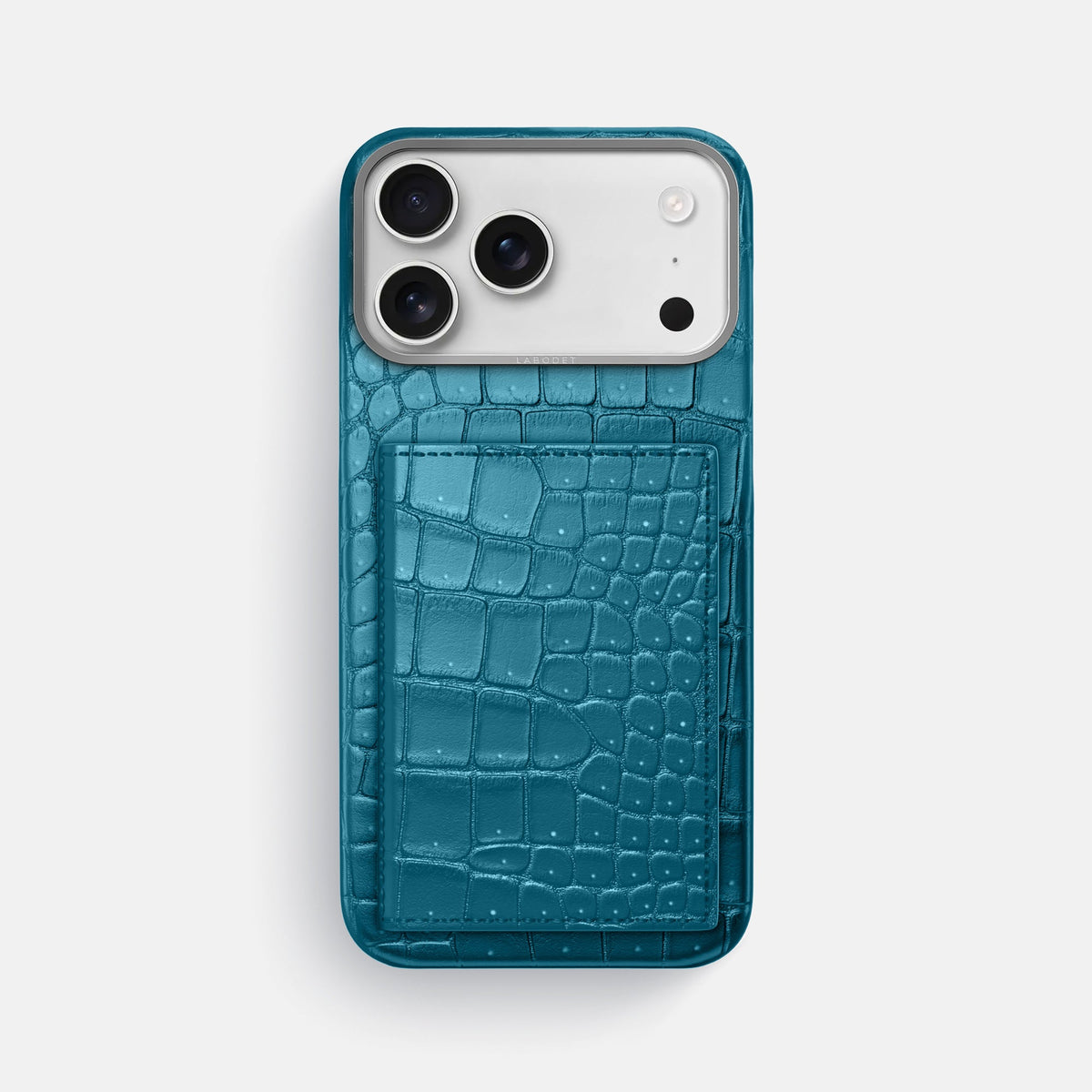 Bi-Fold Case For iPhone 18 Pro Max In Porosus Crocodile -1 | Turquoise-Steel