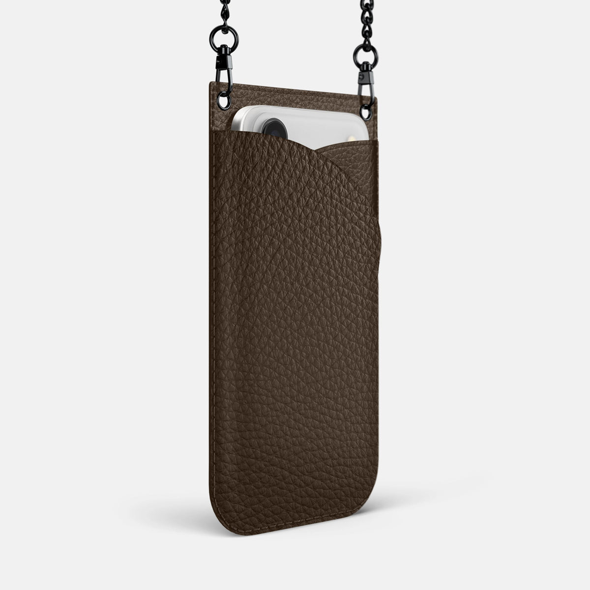Crossbody Bag For iPhone 18 Pro Max In Calf -2 | Dark-Brown-Black