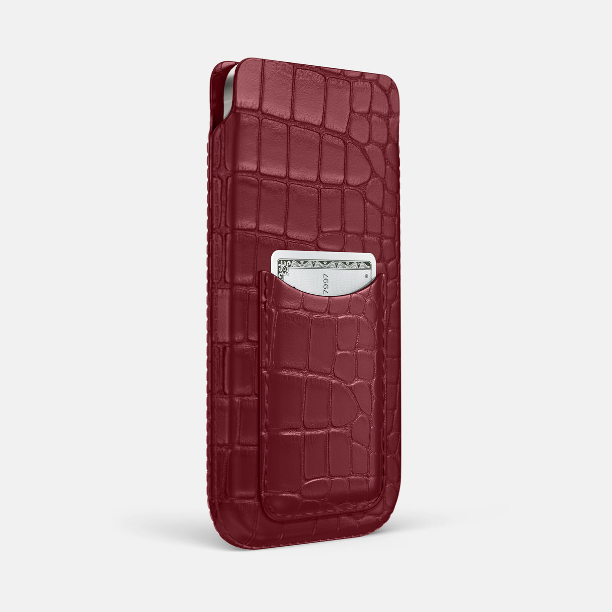 Pouch Card Case For iPhone 17 Pro Max In Alligator -2 | Burgundy