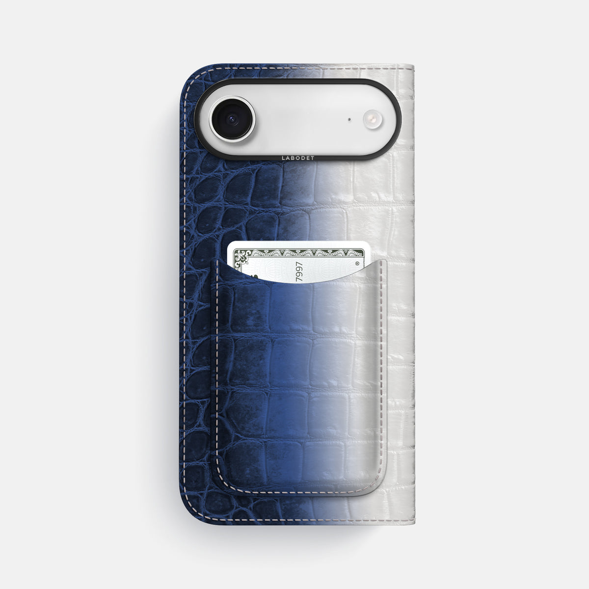 Folio Case with Card For iPhone 17 Air In Himalayan Crocodile -3 | Navy-Blue-Black