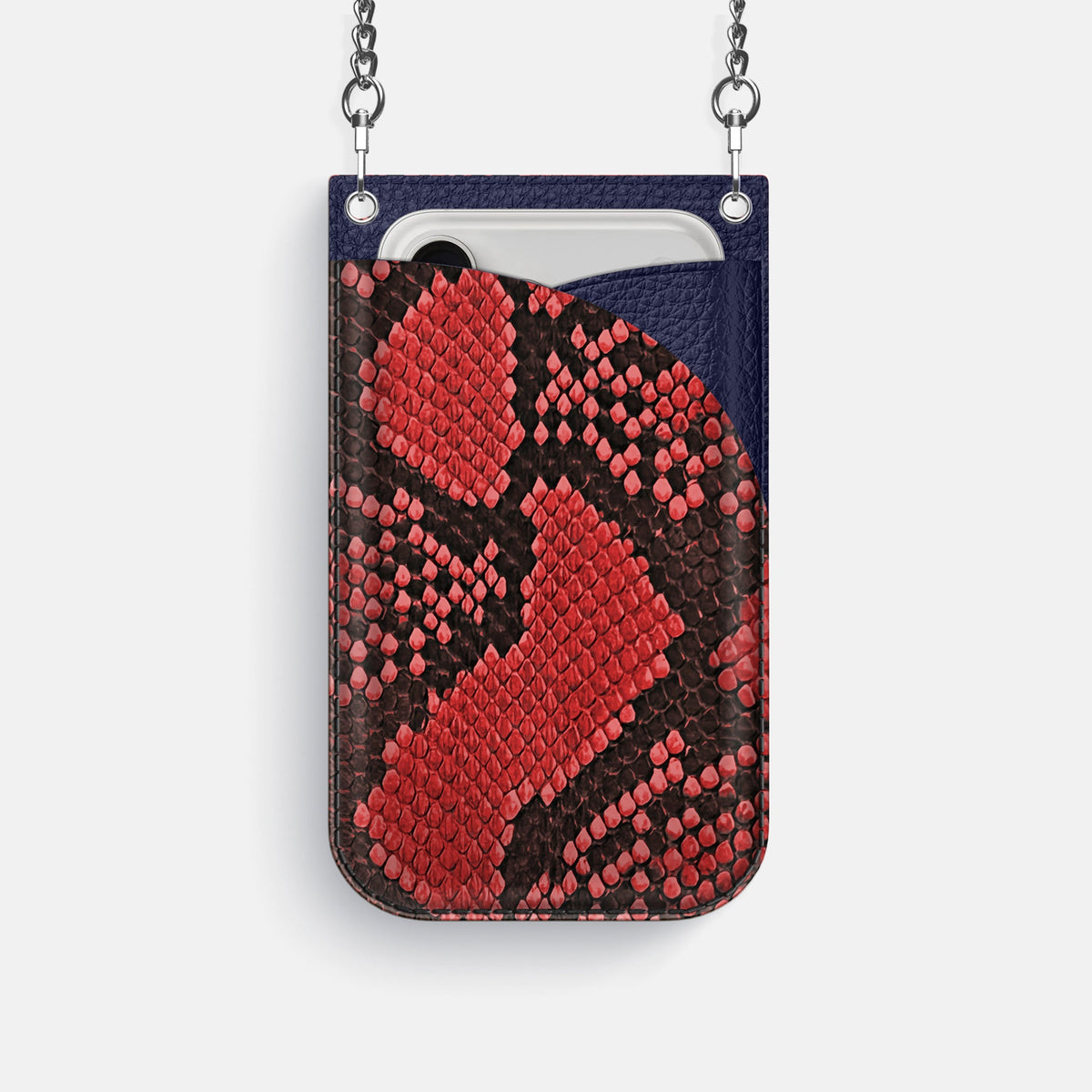Crossbody Bag For iPhone 18 Pro In Deluxe Python -1 | Red-Steel