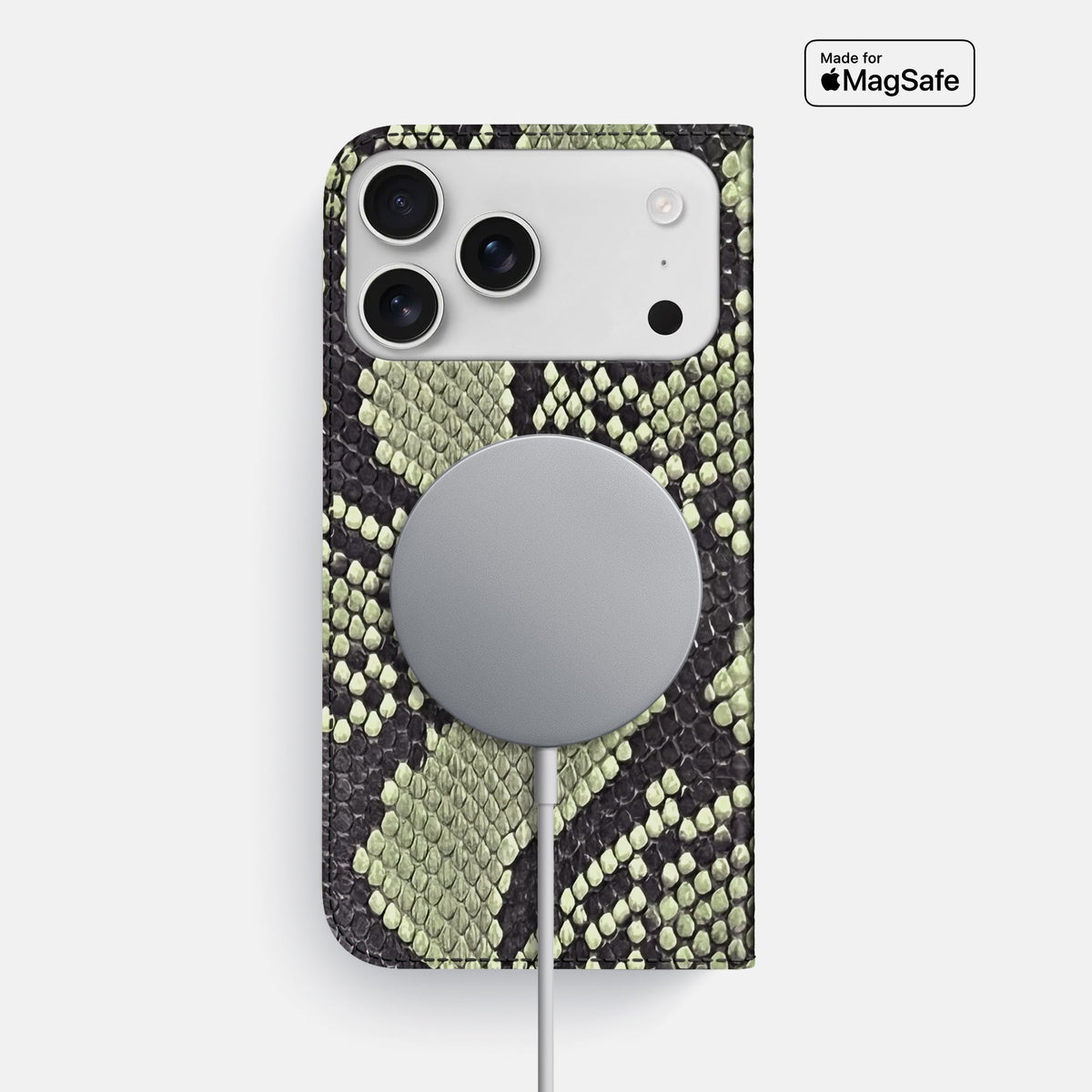 Folio Slim Case For iPhone 18 Pro Max In Deluxe Python -3 | Army-Green