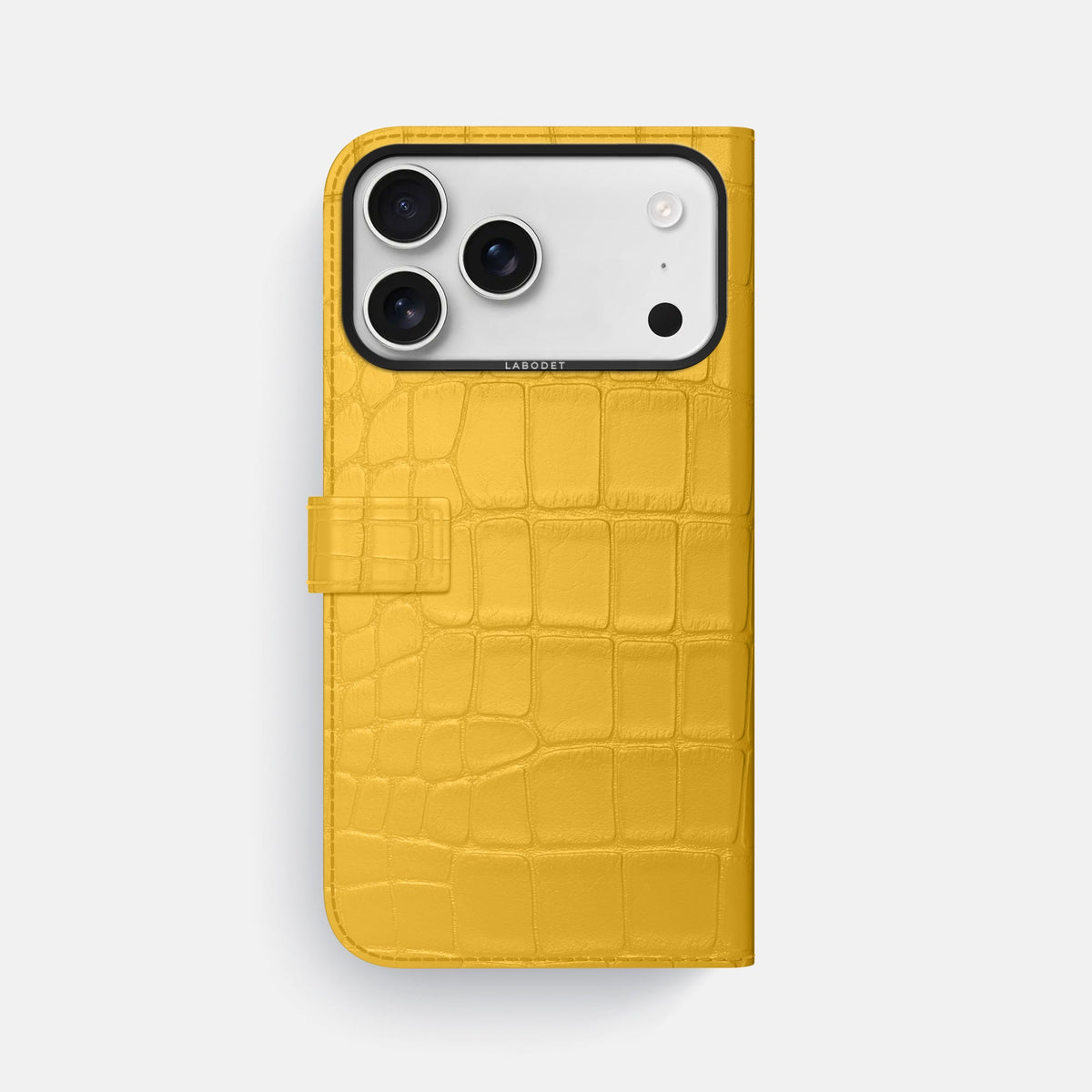 Folio Case with Clasp For iPhone 18 Pro Max In Alligator -3 | Yellow-Black