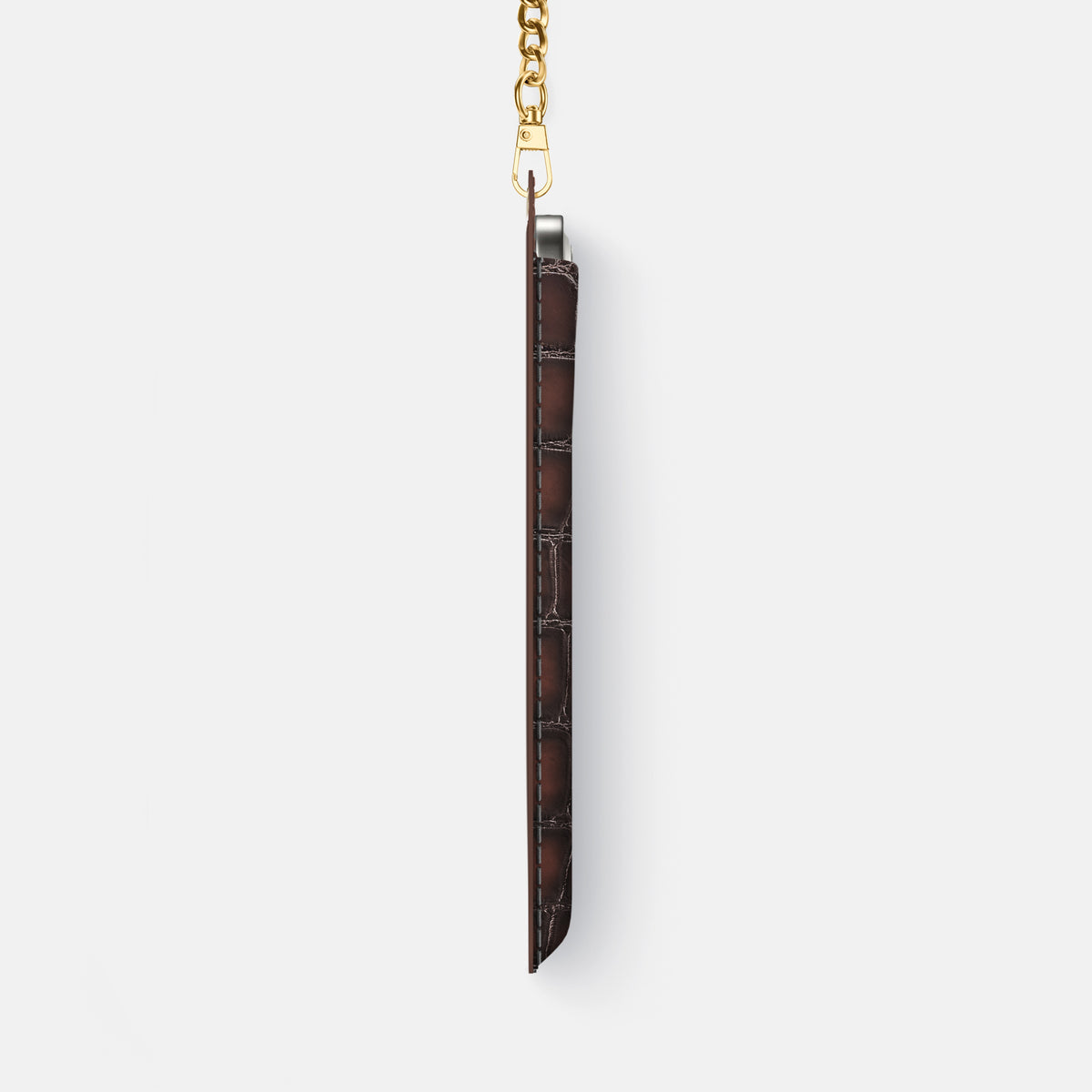 Crossbody Bag For iPhone 17 Pro Max In Patina Alligator -4 | Havana-Brown-Gold