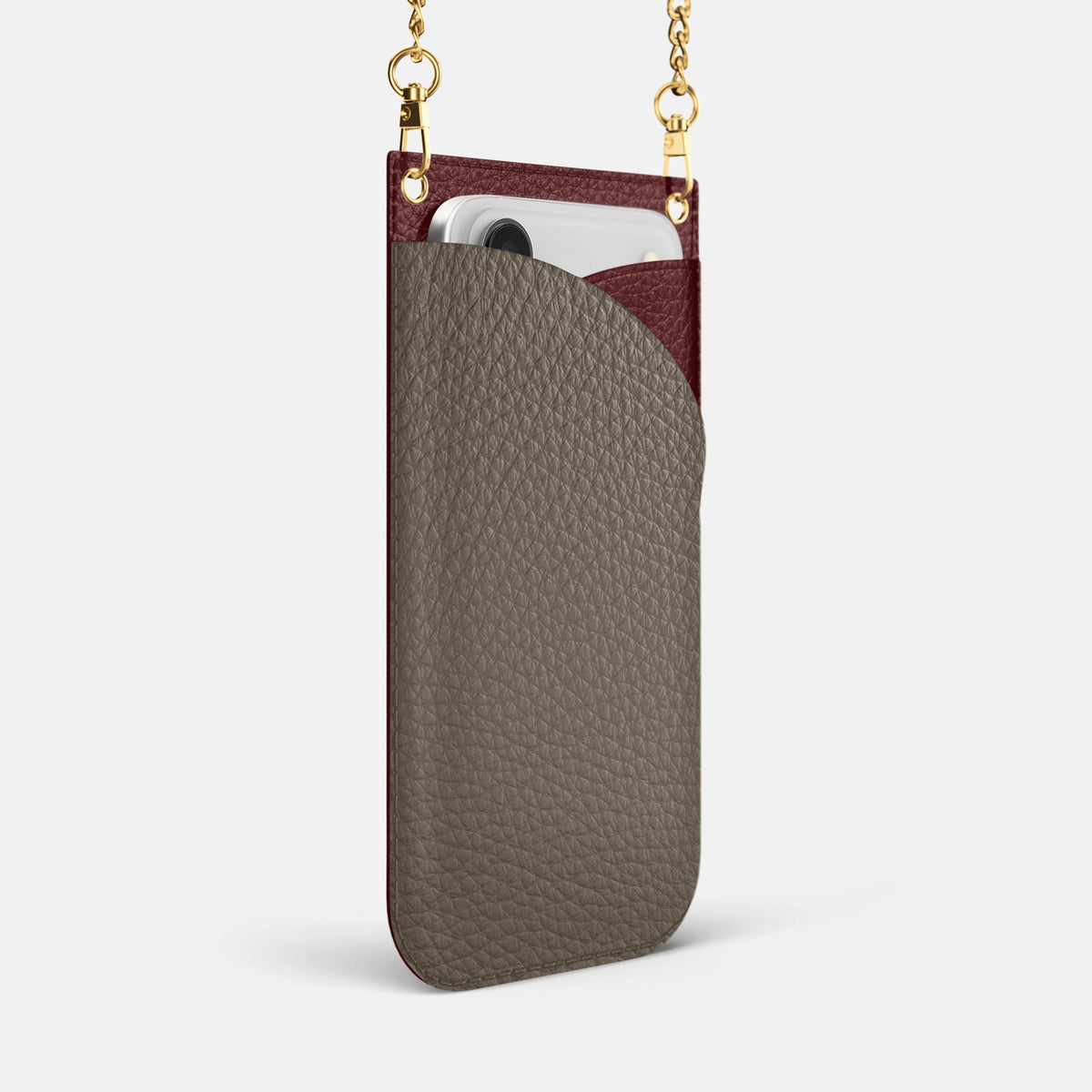 Crossbody Bag For iPhone 18 Pro Max In Calf -2 | Taupe-Gold