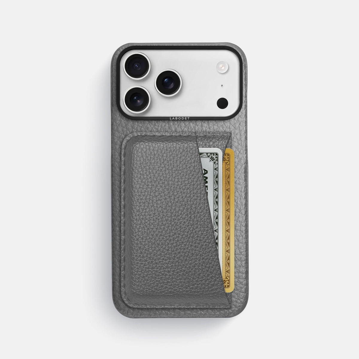 Double Card Case For iPhone 18 Pro Max In Calf -1 | Souris-Black