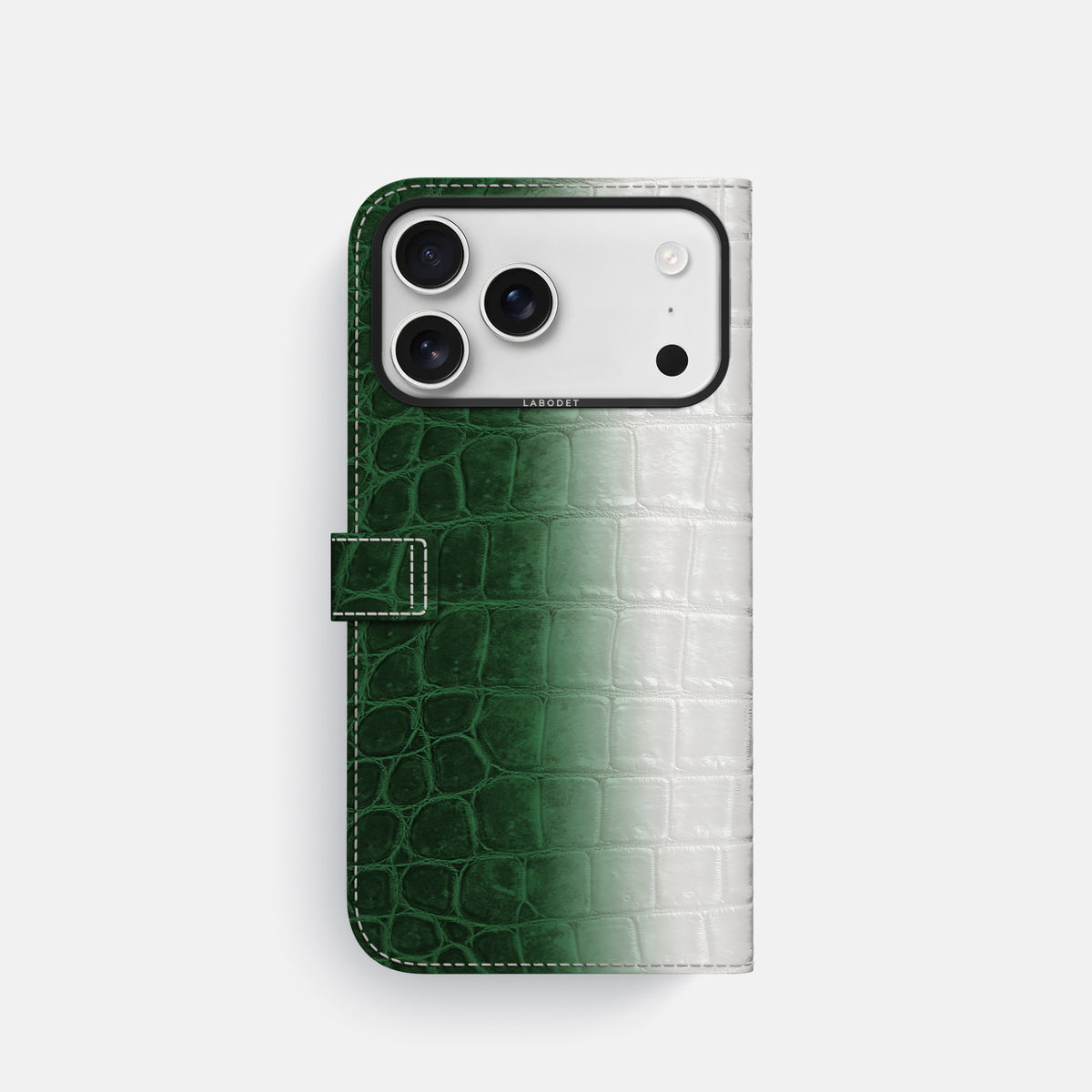Folio Case with Clasp For iPhone 17 Pro In Himalayan Crocodile -3 | Green-Black