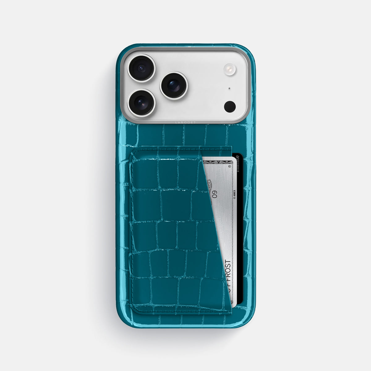 Double Card Case For iPhone 17 Pro Max In Shiny Alligator -1 | Curacao-Steel