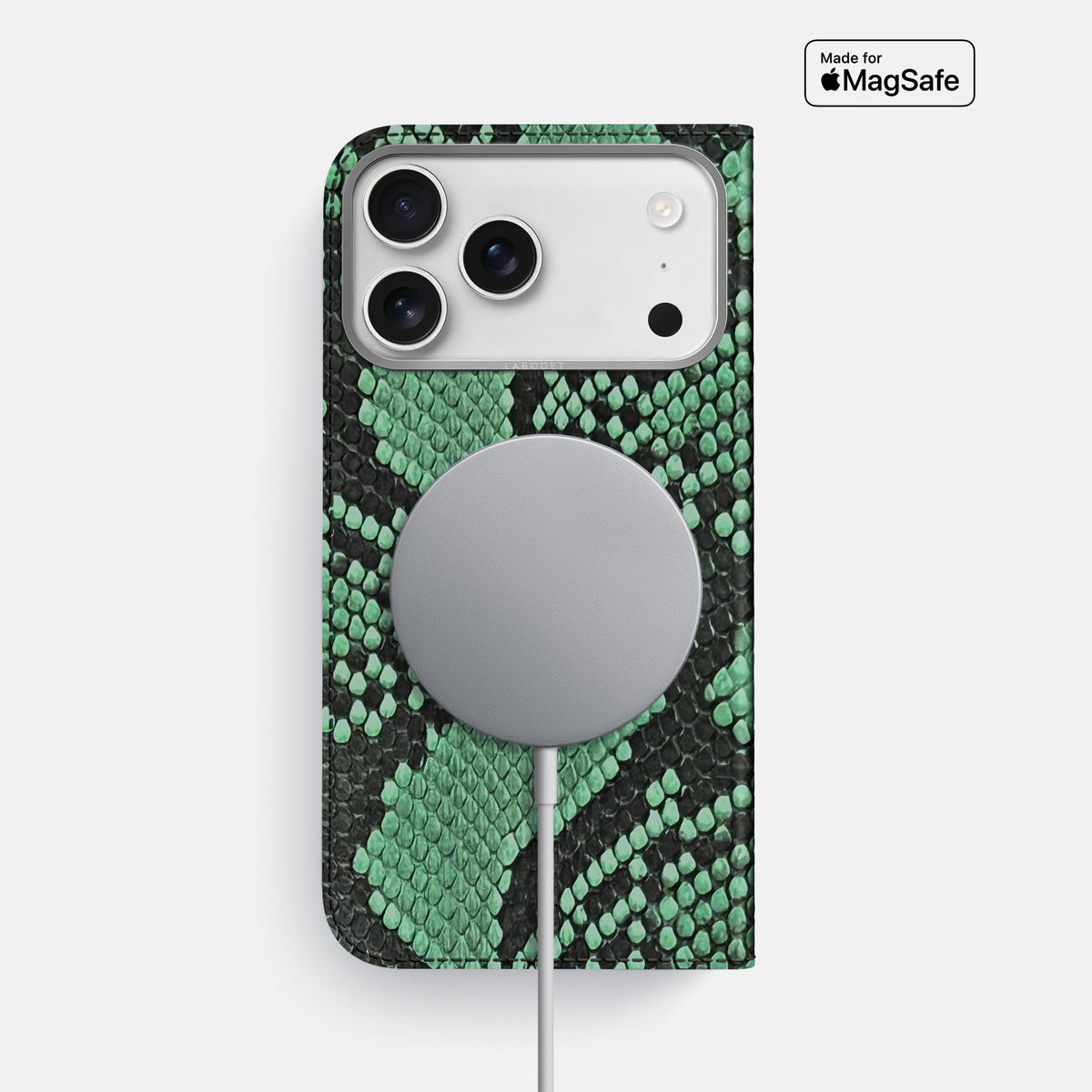 Folio Case For iPhone 18 Pro Max In Deluxe Python -3 | Forest-Green-Steel
