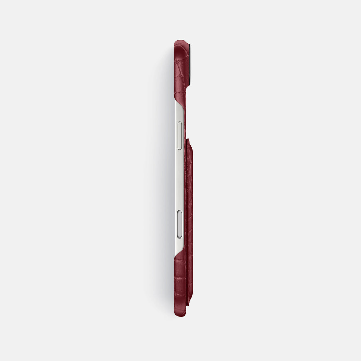 Double Card Case For iPhone 17 Air In Alligator -3 | Burgundy-Black