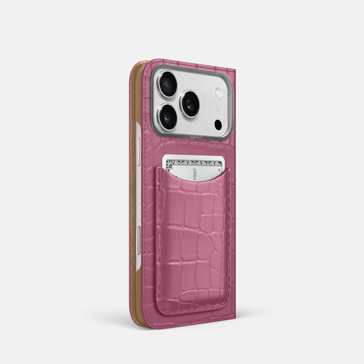 Folio Case with Card For iPhone 17 Pro In Alligator -1 | Pink-Lagoon-Steel