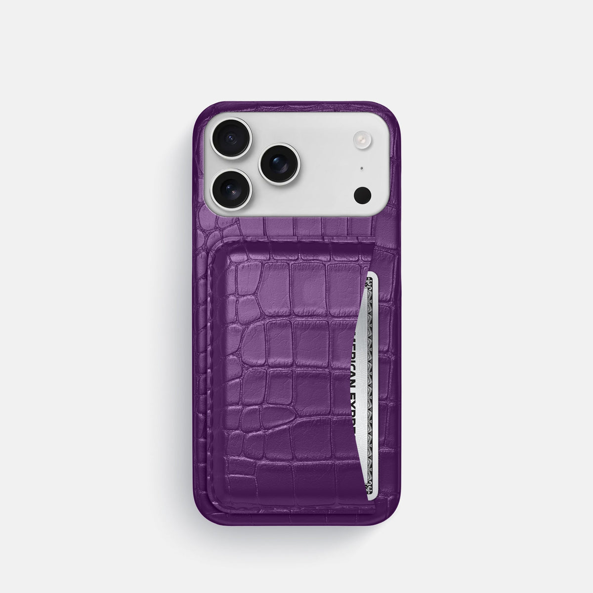 Slim Card Case For iPhone 18 Pro In Alligator -1 | Purple