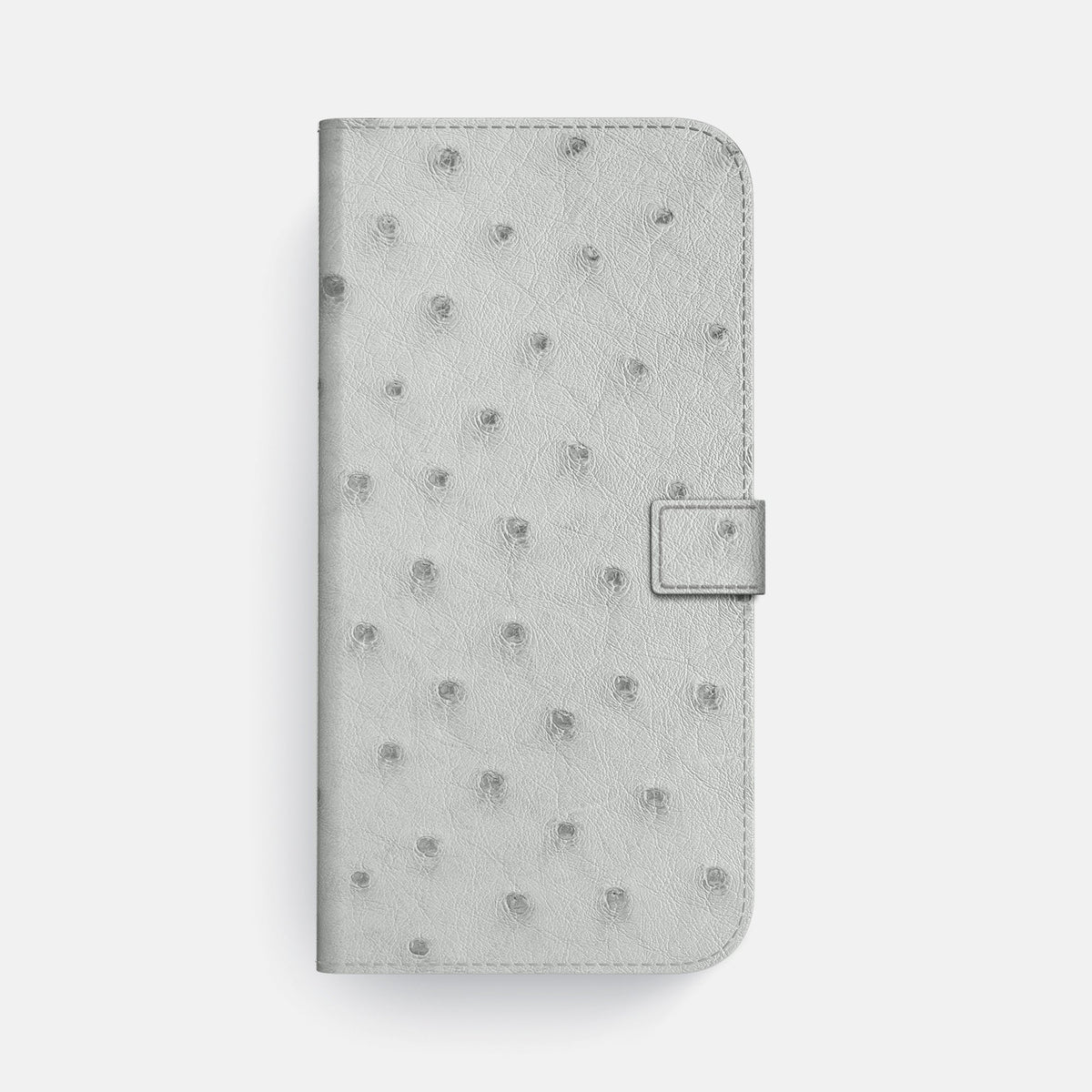 Folio Case with Clasp For iPhone 18 Pro Max In Ostrich -4 | White-Steel