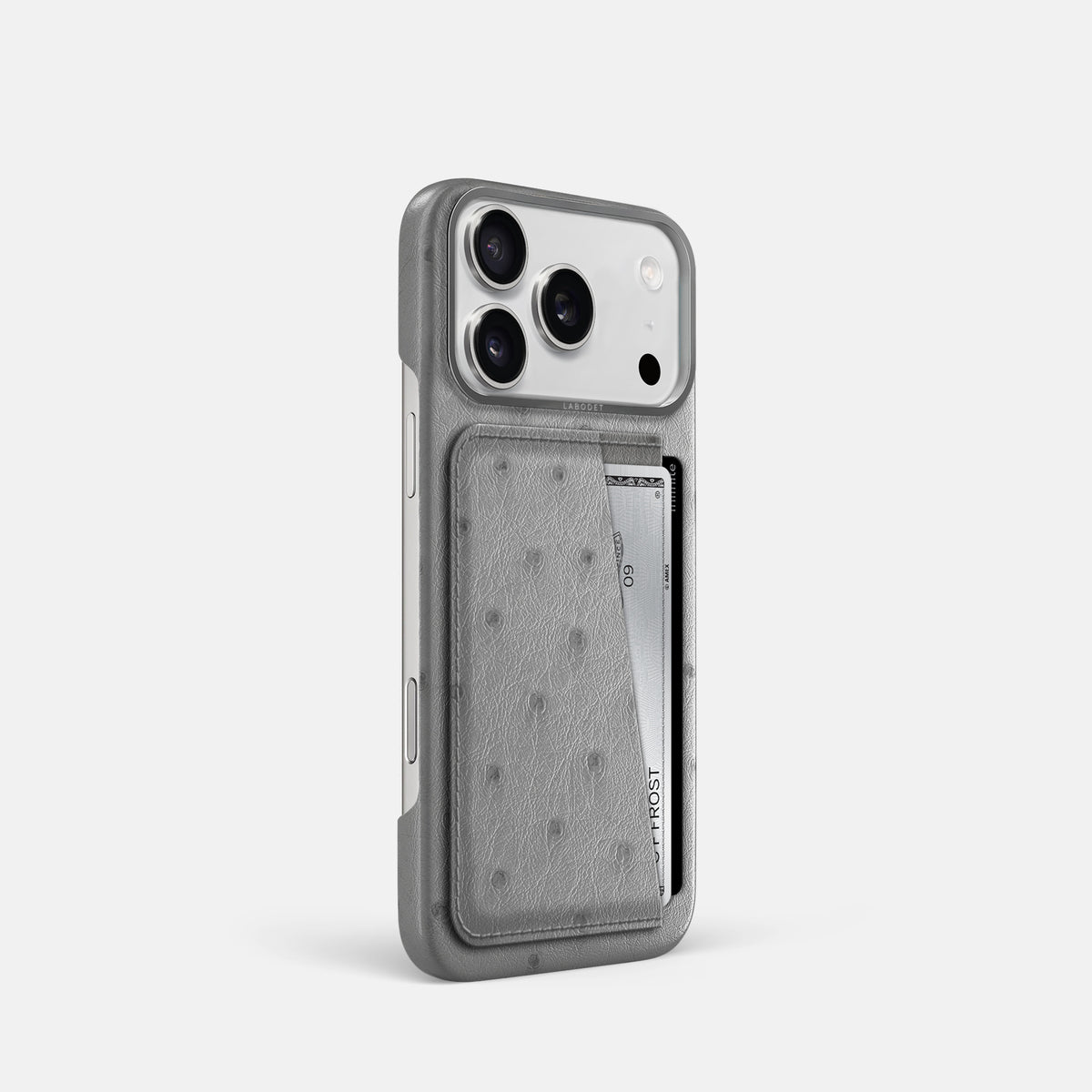 Double Card Case For iPhone 17 Pro In Ostrich -2 | Silver-Steel