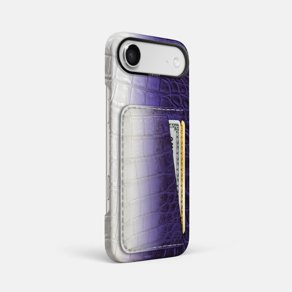 Double Card Case For iPhone 17 Air In Himalayan Crocodile -2 | Purple-Black