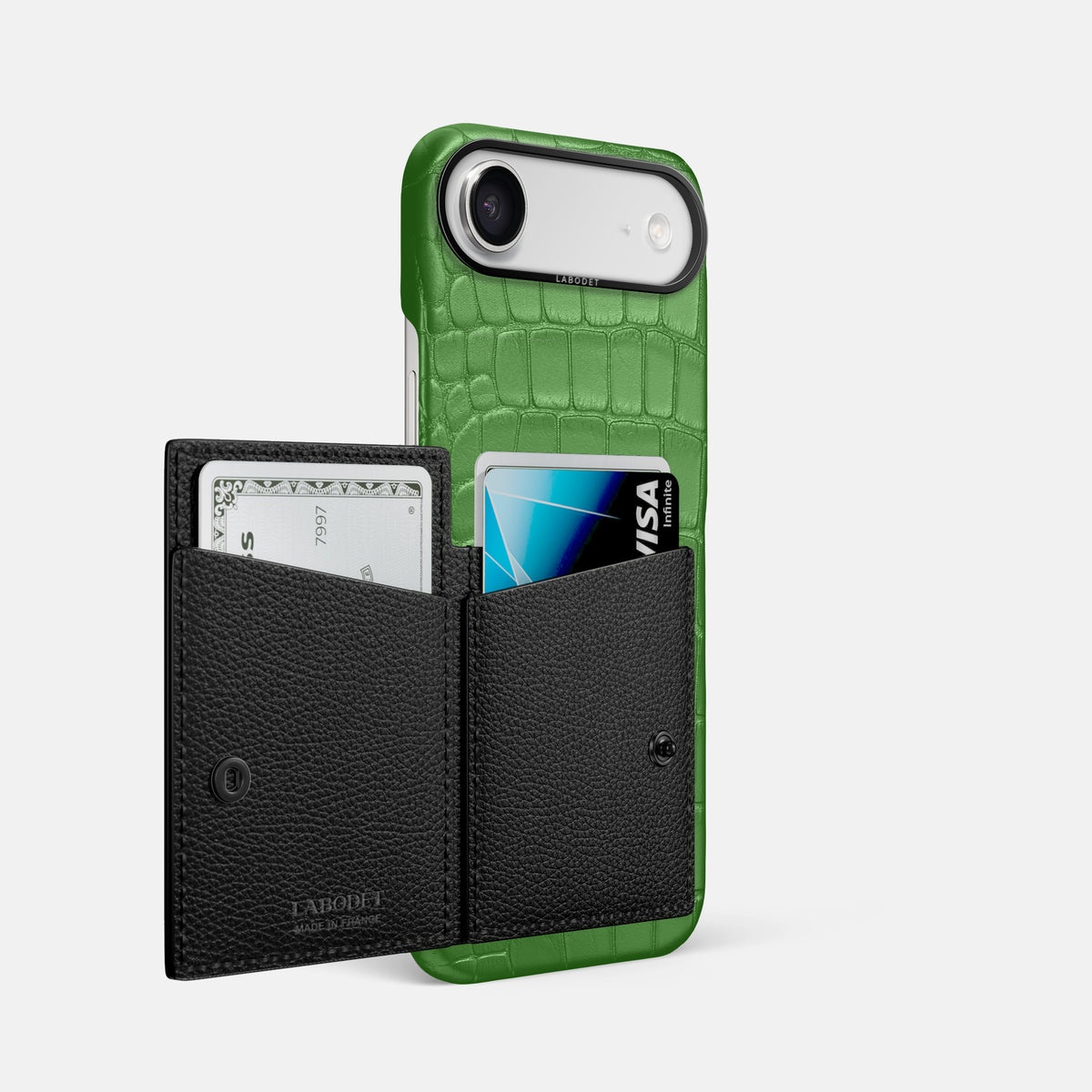 Bi-Fold Case For iPhone 17 Air In Alligator -2 | Apple-Green-Black