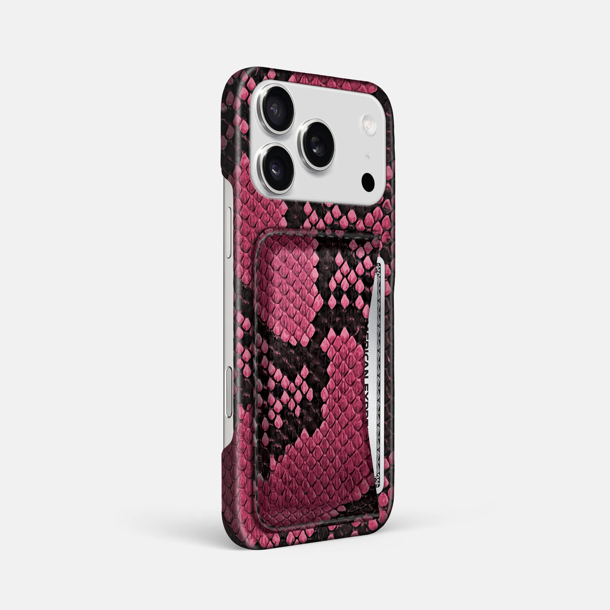 Slim Card Case For iPhone 18 Pro Max In Deluxe Python -2 | Burgundy