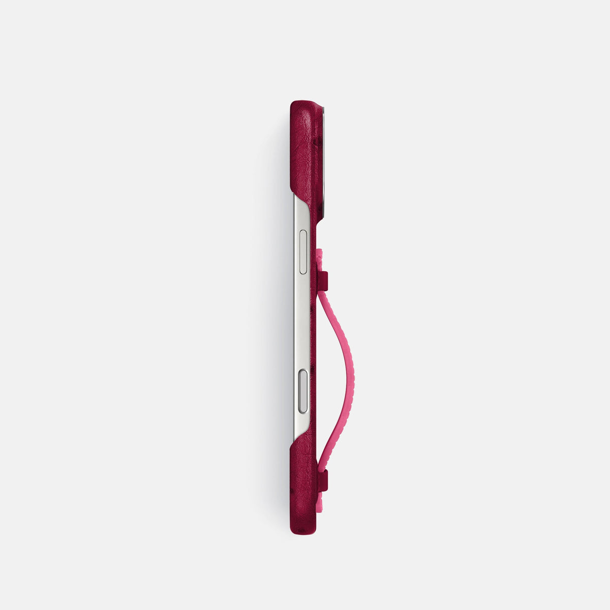 Center Handle Coloré For iPhone 18 Pro In Ostrich -2 | Bordeaux-Steel