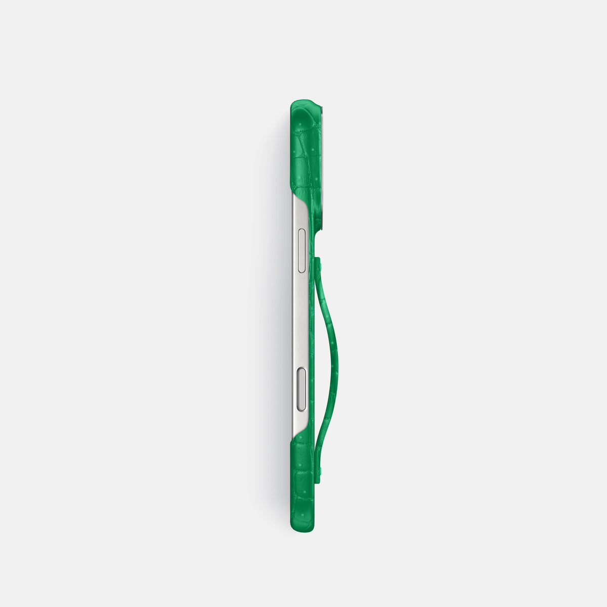 Finger Case For iPhone 17 Pro In Porosus Crocodile -3 | Cactus-Green-Steel