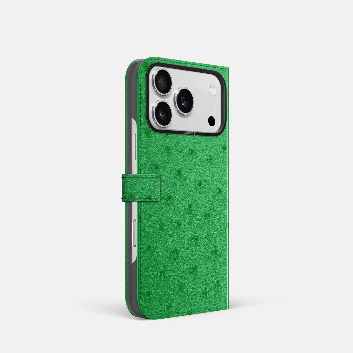 Folio Case with Clasp For iPhone 18 Pro In Ostrich -1 | Kentucky-Green-Black