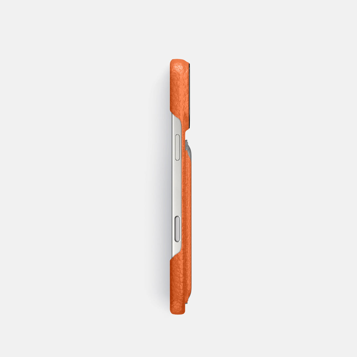 Double Card Case For iPhone 18 Pro In Calf -3 | Orange-Black