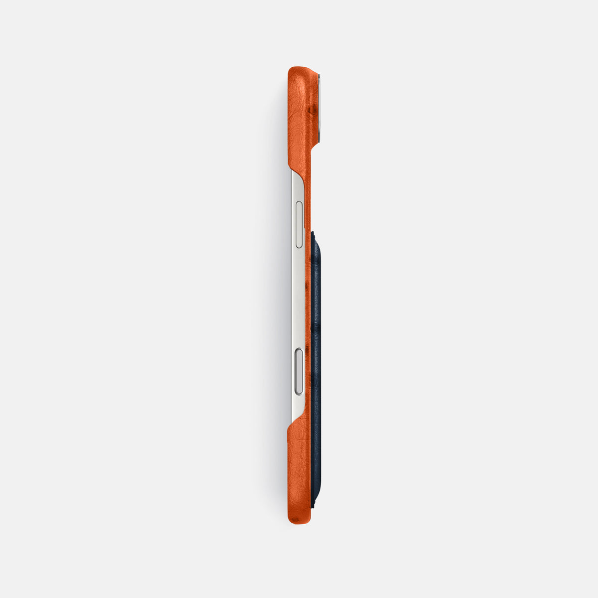 Double Card Case Coloré For iPhone 17 Air In Ostrich -3 | Orange-Steel