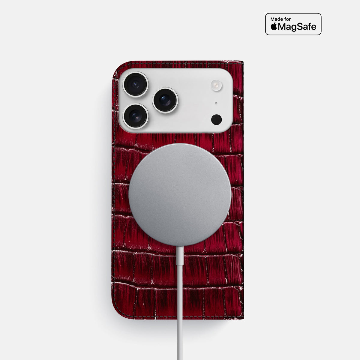 Folio Slim Case For iPhone 18 Pro In Patina Alligator -3 | Havana-Burgundy